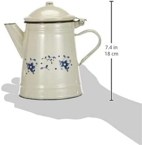 [RESIGILAT] Cana cafea Sena din otel emailat alb/albastru 1 litru