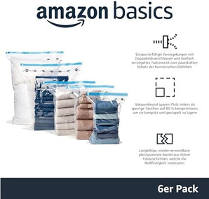 [RESIGILAT] Pungi Amazon Basics pentru haine Jumbo, 6 bucati, transparente