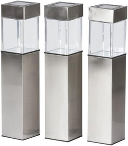 [RESIGILAT] Lampa solara patrata Grundig 3 bucati alba 5,5 x 5,5 x 39 cm