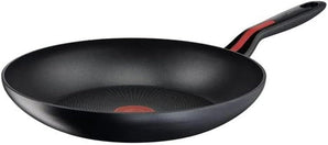 Lagostina Rote Wok Linie Antihaftbeschichtung aus Aluminium, Ø 28 cm, Induktionskochtopf, Gas und Ofen bis 175 °C, Thermosignal-Kochanzeige, rutschfeste Silikon-Griffe