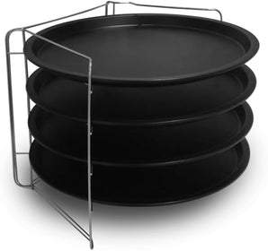 [RESIGILAT] Set 4 tigai pizza 32 cm otel antiaderent negru