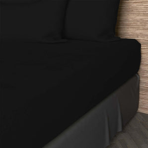 [RESIGILAT] Cearsaf ajustabil negru bumbac 140 x 200 cm