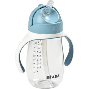 [RESIGILAT] Beaba Cană de învățare 2 în 1 pentru copii, 300 ml, cu pai și mânere detașabile, albastru