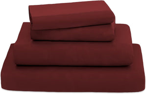 [RESIGILAT] Lenjerie pat Poligino 140 cm Bordeaux 4 buc microfibra