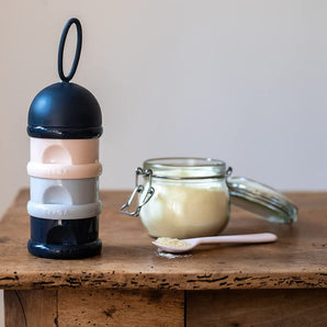 [RESIGILAT] Beaba dozator lapte praf stivuibil 3 compartimente albastru roz gri