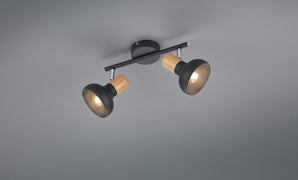 [RESIGILAT] Reality Leuchten Latika R81522032, metal negru mat, finisaj lemn