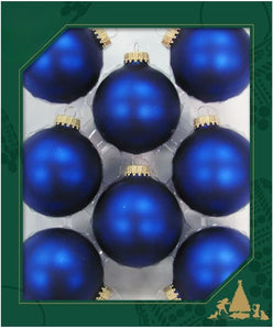 [RESIGILAT] Decoratiuni pom Craciun set 8 satin albastru regal 6.7 cm