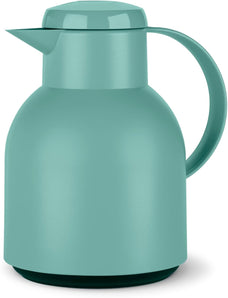 Emsa Samba Isolierkanne F40102 | 1 Liter , Kunststoff | Quick Press Verschluss | 100% dicht | 12h heiß, 24h kalt | Puder Grün