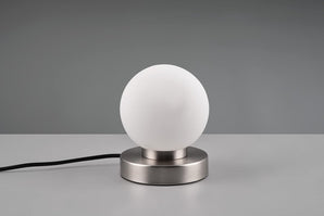 [RESIGILAT] Lampa de masa Prinz II metal nichel sticla alba