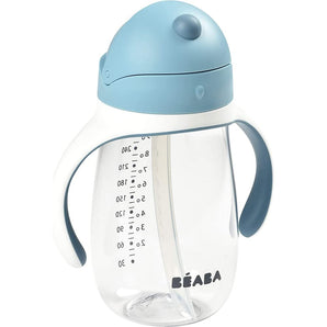 [RESIGILAT] Beaba Cană de învățare 2 în 1 pentru copii, 300 ml, cu pai și mânere detașabile, albastru