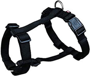 TRIXIE Premium H-Geschirr Größe M–L: Brustumfang 52–75 cm/20 mm in schwarz - verlässliches Hundegeschirr, Bruststeg, Nacken- und Bauchgurt stufenlos verstellbar für mittelgroße Hunde, 203401