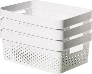 [RESIGILAT] Set 3 coșuri de depozitare Curver, 11L, plastic 100% reciclat, design modern cu mânere, medii