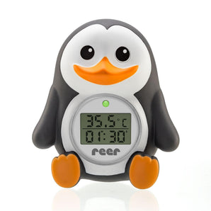 [RESIGILAT] Termometru baie și cameră pentru bebeluși Reer, model Pinguin, cu LED de avertizare și cronometru