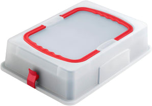 Dr. Oetker Rechteckige Springform mit Emaille-Servierboden & Abdeckhaube, 38 cm, Back-Idee – Antihaft-Beschichtung, schnitt- & kratzfester Boden, hitzebeständig bis 230°C, auslaufsicher