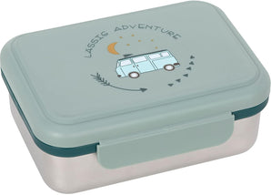 [RESIGILAT] Cutie de prânz pentru copii LÄSSIG, din oțel inoxidabil, cu separator detașabil, design Adventure Bus