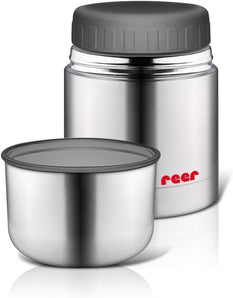 Reer 90430 - Cutie termoizolantă din oțel inoxidabil pentru alimente cu cană, 350ml, 1 bucată (pachet de 1). Ideală pentru transportul și păstrarea hranei la temperatura optimă. Perfectă pentru mesele de prânz la birou, școală sau în călătorii.