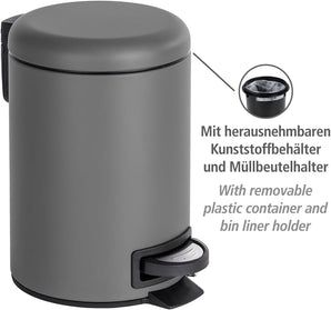 [RESIGILAT] WENKO Cos gunoi pedal, 3 litri, gri, 22,5 x 17 x 25 cm