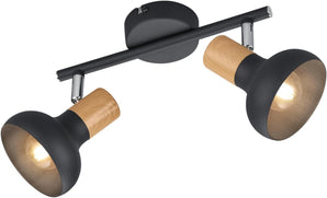 [RESIGILAT] Reality Leuchten Latika R81522032, metal negru mat, finisaj lemn