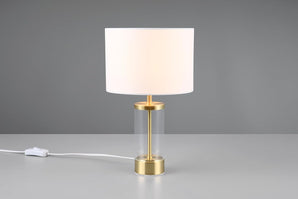 [RESIGILAT] Lampa masa Grazia metal alama sticla textil alb E14