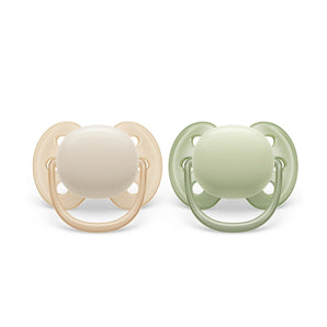 [RESIGILAT] Suzeta AVENT ultra moale 0-6 luni, set 2, verde/crem