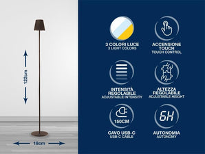 [RESIGILAT] BEPER P201UTP403, lampa de podea fara fir, reincarcabila, ruginiu