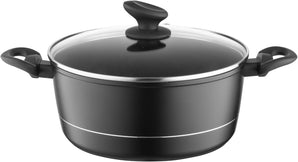 [RESIGILAT] Oala Aluminiu Florina, 6.5 l, 28 cm, Capac Sticla, Negru