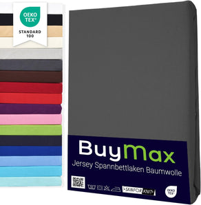 [RESIGILAT] Buymax 140x200cm, Cearsaf cu elastic 100% bumbac, Antracit