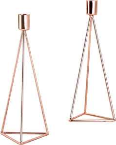 [RESIGILAT] Set 2 suporturi lumanari cu design geometric cupru
