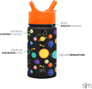 [RESIGILAT] Sticla apa copii 415ml cu pai design sistem solar