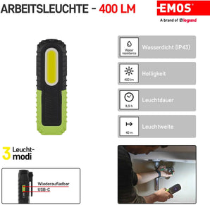 [RESIGILAT] Lampa LED reincarcabila cu magnet si carlig, 400lm, IP43