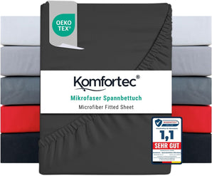 [RESIGILAT] Cearșaf elastic microfibră Komfortec 90x200 cm, antracit, Oeko-Tex