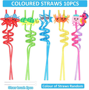 [RESIGILAT] Paie Colorate pentru Copii, 10 Bucati, Reutilizabile, Animale Marine