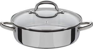 [RESIGILAT] Tigaie servire Montreal cu capac sticla 38x25,5x12 cm argintiu