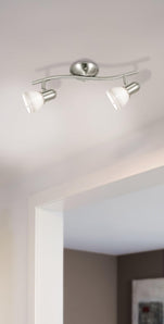 [RESIGILAT] EGLO Dakar 1, 2 Spoturi, Nichel Mat, Sticla Mata, Soclu E14