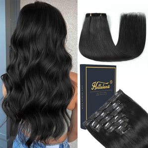 [RESIGILAT] Extensii par uman 7pcs 50cm 120g negru in clipuri