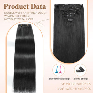 [RESIGILAT] Extensii par uman 7pcs 50cm 120g negru in clipuri