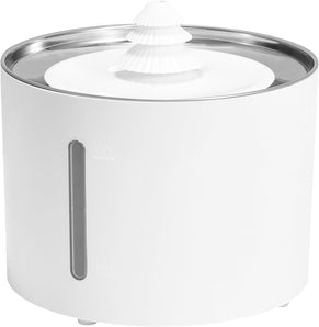 Amazon Basics Trinkbrunnen für Haustiere, Kleintiertränke, Hundetränke, Edelstahl, 3 L, mit 3 Kohlefiltern, Weiß