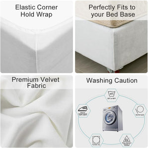 [RESIGILAT] Dujike Husa cadru pat catifea, elastica, alb, 59-63 inch