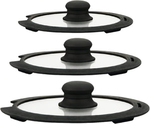 [RESIGILAT] Capace din sticla cu inel silicon 16/20/24 cm set 3 bucati