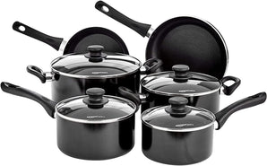 [RESIGILAT] Vase gatit Amazon Basics antiaderent 6 piese negre