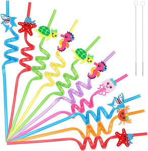 [RESIGILAT] Paie Colorate pentru Copii, 10 Bucati, Reutilizabile, Animale Marine