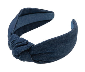 [RESIGILAT] Bentita cu nod din denim albastru inchis