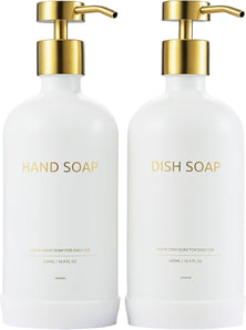 [RESIGILAT] Dozator sapun sticla, reutilizabil, alb cu capac auriu