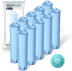 Aquafloow Ersatz Wasserfilter für Jura Blue Kaffeevollautomat 10 Stück | Kompatibel mit Jura 71312 Blue | Filterpatrone für Kaffemaschinen A1 A5 F5 F7 F8 ENA3, GIGA5, Impressa C5, J90, S9 Classic