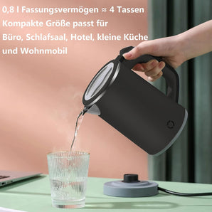 [RESIGILAT] Kettle mic 800ML pentru calatorii negru inoxidabil
