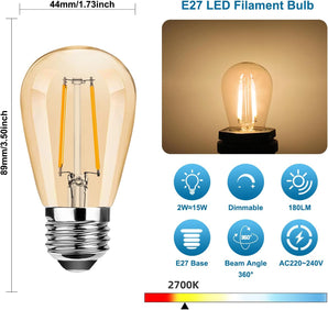 [RESIGILAT] Bec LED ProCrus E27 2W cald 2700K 10 bucati retro