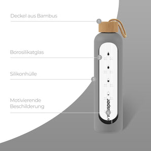 [RESIGILAT] Wessper Sticla Apa, 500 ml, Borosilicata, Gri, Fara BPA