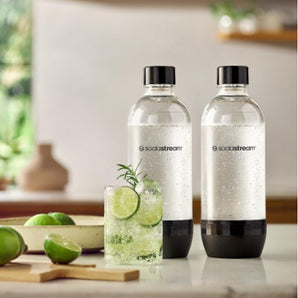 sodastream DuoPack Tritan 1L Ersatzflaschen für alle gängigen Wassersprudler mit Kunststoff-Flaschen mit Schraubgewinde, 2x 1 L PET-Flasche, Schwarz