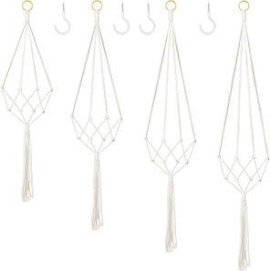 [RESIGILAT] Set 4 Agățători Plante Macrame Boho Bej, Dimensiuni Multiple