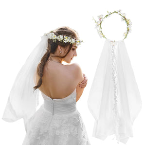 [RESIGILAT] Voal mireasa MUCOOS cu coronita florala pentru evenimente